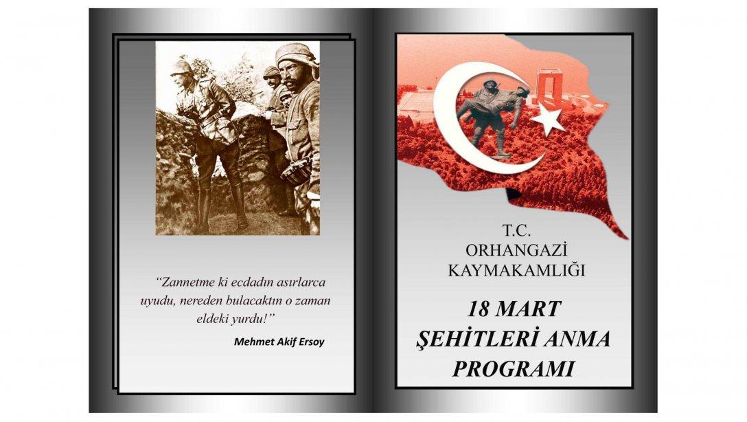 18 Mart Çanakkale Zaferi ve Şehitleri Anma Programı Davetiyesi